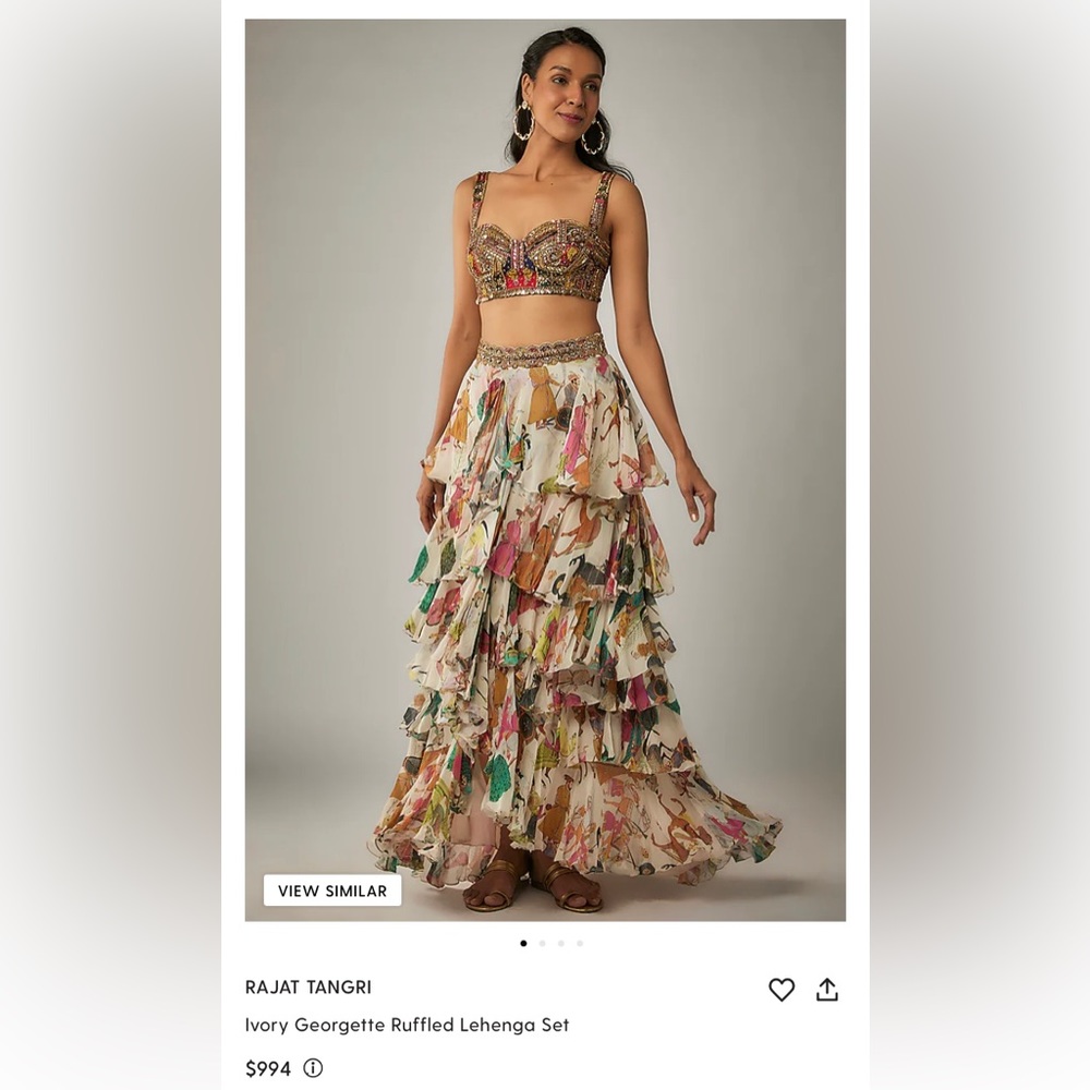 Pernia Pop Up Rajat Tangri Ivory Georgette Ruffled Lehenga Set